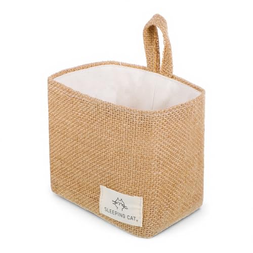 Small Cotton and Linen Hanging Storage Basket, Foldable Mini Wall