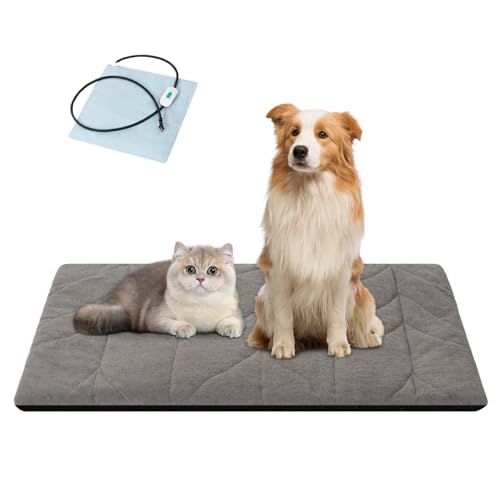 Vagascape Dog Bed, Waterproof Pet Bed with Washable Removable Cover, Comfort Cat Dog Pad for All Seasons, Heating Dark Gray Rectangle Cat Mat with Nonskid Bottom(56"x40")