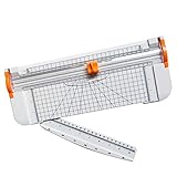 ✔ Größe: 38 x 15 x 3 cm Papierschneider - A4 Papier Cutter Trimmer Grußkarten & Foto Schneidegerät mit Fingerschutz und Gleitlineal Design Schneidet bis zu 12 Blattes Grußkarte Machen Werkzeuge (White)