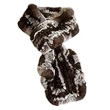 XUYUZUAU Femmes Écharpe d'hiver Fourrure de Lapin Rex Véritable Écharpes Filles Chauffe cou Mode Fête (Multicolor 2)