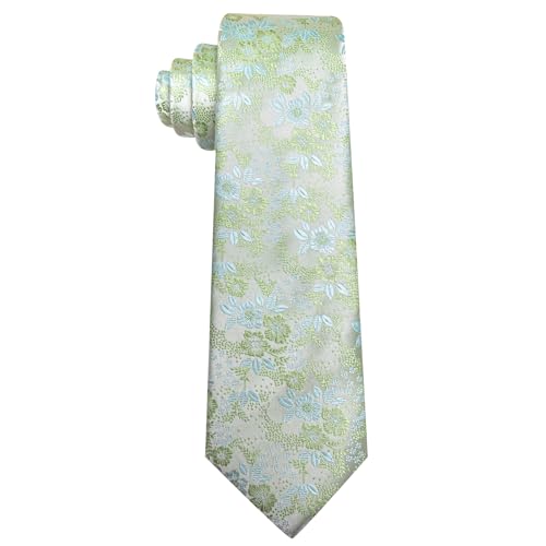 Image of Barry.Wang Men Tie Set Floral Paisley Silk Necktie Pocket Square Cufflinks Formal Wedding Party Business