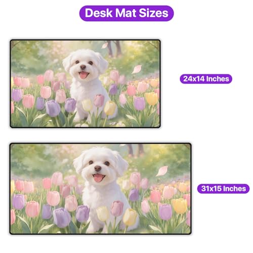 Tapete de escritorio grande Maltese diseño floral miniatura 5
