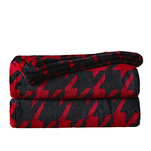 Ht&Pj Throw Blanket Super Soft Cozy Lightweight Flannel Fleece Blankets For Bed, Sofa, Couch, Living Room All Seasons - Black And Red, 50X60In #TOP7
