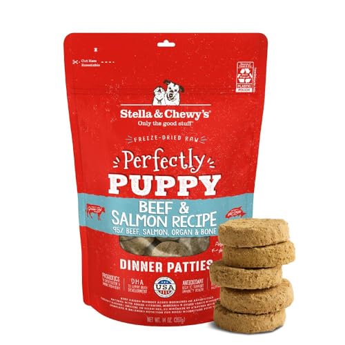 Stella & Chewy's Freeze Dried Raw Dinner Patties – Crafted for Puppies – Grain Free, Protein Rich Perfectly Puppy Beef & Salmon Recipe – 14 oz Bag - image 1