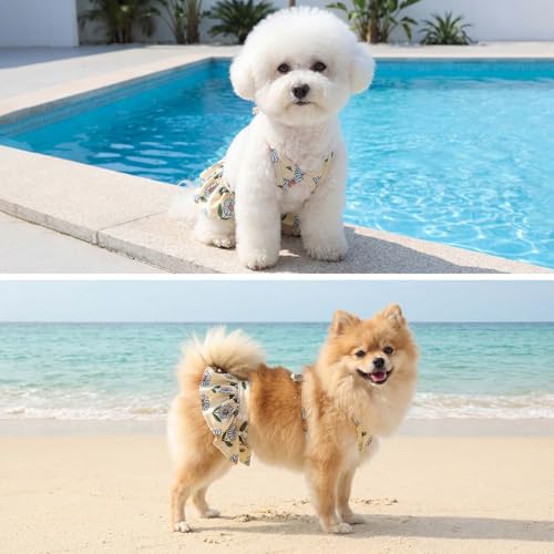Image of CuteBone Dog Bikini Dress, Stylish Swimsuit Costume for Small Dogs, Comfortable & Adjustable Puppy Bathing Suit, Soft Outfit Pet Apparel for Beach, Pool and Summer Fun DB48M