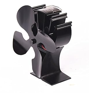 VODA Wood Stove Fan New Designed 4 Blades Heat Powered Fans for Wood Burning Stoves/Log Burner/Fireplace(Black)