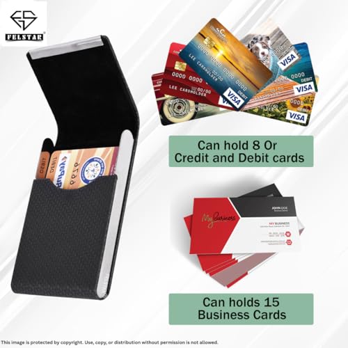 Image of FELSTAR Pu Leather & Metal Business Card Holder /Credit /Visiting Men and Women Corporate Gift (S Black)