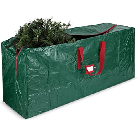 Jumbo Christmas Tree Storage Bag - Fits 9 ft. Tall Christmas Trees - Durable Reinforced Carry Handles, Dual Zippered Storage Containers - Waterproof Xmas Tree Bag Protects from Dust, Moisture & Insect Cover