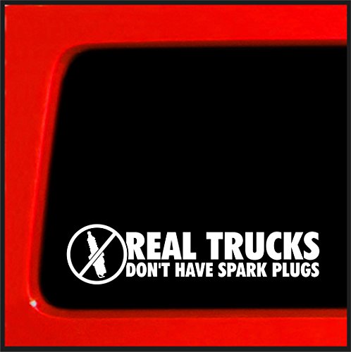 Sticker Connection | Real Trucks Don't Have Sparkplugs | Bumper Sticker Decal for Diesel Car, Truck, Window, Laptop | 2