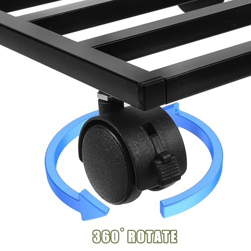Support de plante avec base carrée robuste en fer et 4 roulettes multidirectionnelles - 6