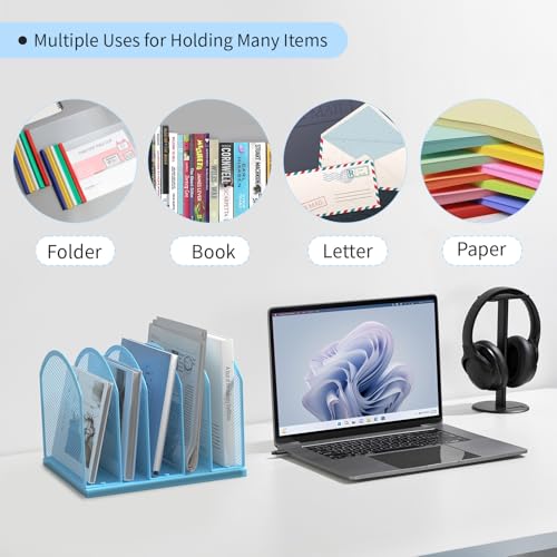 image for Gawerk 5-Section Vertical Desktop Organizer, 5-Section Mesh File Folde