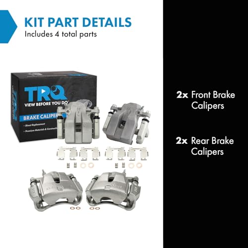 Image of TRQ Front and Rear Brake Caliper Set Zinc Coated Brackets Compatible with 2006-2011 Toyota RAV4
