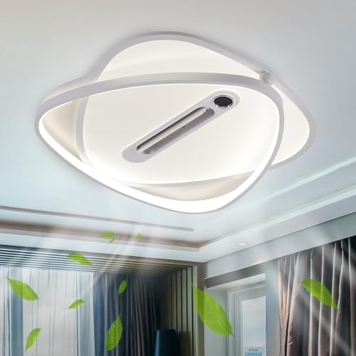 Smartway® Lyra 80 Watt LED Fan Chandelier | Invisible Blades | 3 Light Modes (Warm/Natural/Cool) | Remote Control | Silent High-Speed Motor | Modern Ceiling Light | 1-Year Warranty