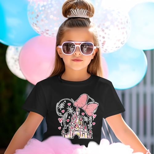 Image of Graphic Shirts for Girls Cute Bow T Shirt Kids Toddler Holiday Tshirt Vacation Trip Summer Tee Cotton Tops