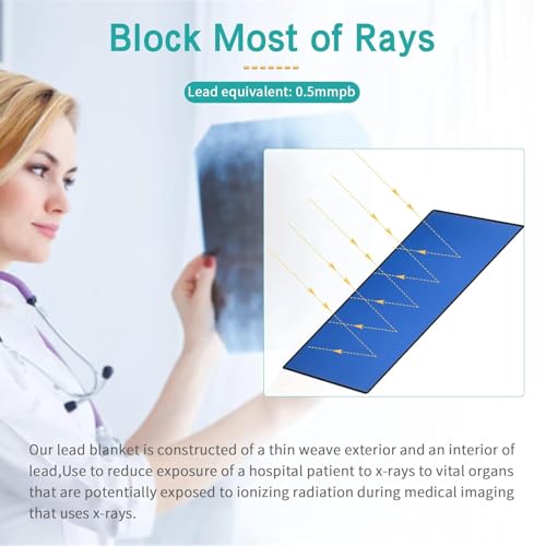 Image of Lead Xray Blanket 0.5mmpb 24 inch*48 inch - Lead Lined X-Ray Protection Blanket Shield Large Dental Xray Blue Blanket Shielding