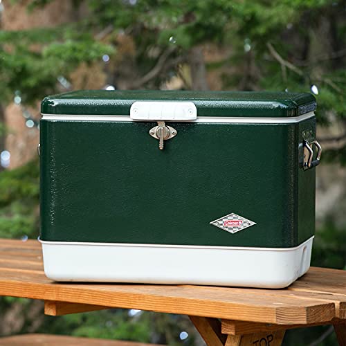 Coleman Vintage 54qt Steel Belted Cooler, Keeps Ice Up to 4 Days, 85-Can Capacity Hard Cooler with Drain & Have-A-Seat Lid by Coleman - Image 7