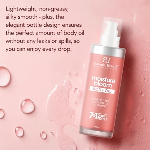Image of Botanic Hearth Moisture Bloom Body Oil | Jojoba, Rosehip & Vitamin E Blend for Soft, Glowing Skin | Nourishing Massage Oil for Dry Skin | For Women & Men| 100ml