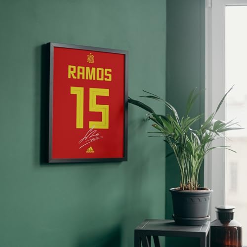 Image of Posternet Sergio Ramos Wall Poster Frames | 8x12 inch | World Cup special signed Jerseys Series | Hanging Wall Artwork Frames for Living Room, Bedroom, Office and Etc