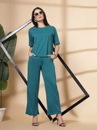 Image of CHKOKKO Casual Co ord Set For Women Stylish Summer Wear Cord Half Sleeves Round Neck Track Suit Coords Travelling Outfit Western Ladies Co ords