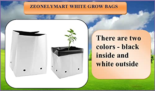 Image of ZEONELY MART Poly Grow Bags | LDPE UV Resistant Grow Bags for Terrace Gardening | Plant Covers for Home Gardening | Nursery Covers for Vegetable and Flowering Plants. (White 16x16x30 Cms Qty-10 Pcs)