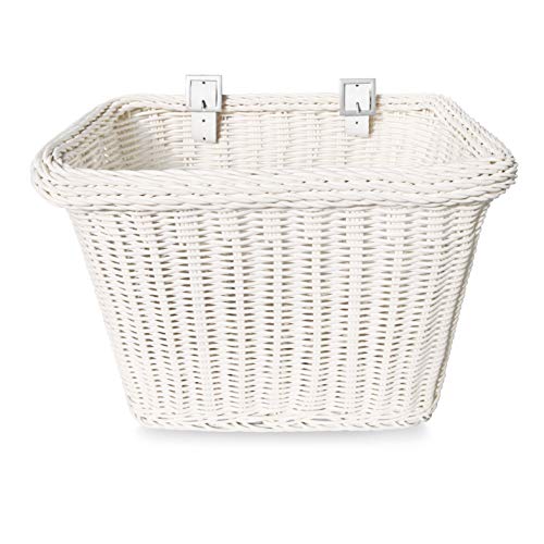 Colorbasket 00672 Rectangular Front Handle Bar Adult Bike Basket, All Weather, Water Resistant, Adjustable Leather Straps, White #TOP23