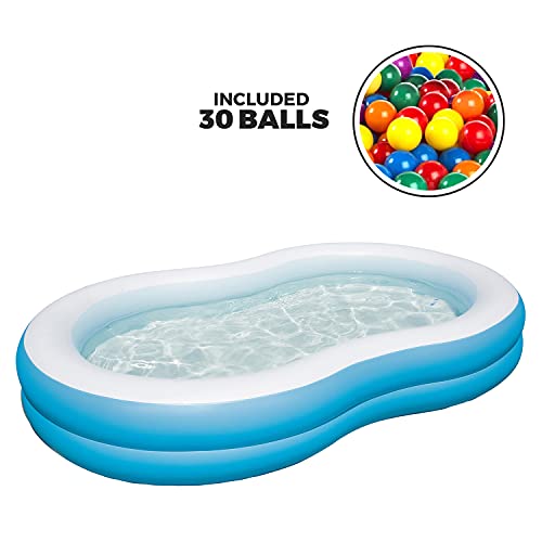 Image of NHR Inflatable Kid's Swimming Pool,Water Pool,Kiddie Pool,Family Pool with 30 Balls (Blue)