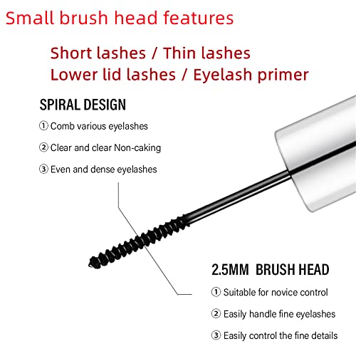 2 In 1 Mascara For Fine Short Eyelash,Big And Small Brush, Washable Voluminous Eyelash Mascara Intense Lengthening Mascara For Women And Girl, Black (1 Pcs) #TOP1
