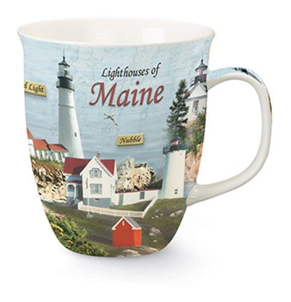Cape ShoreLighthouses of Maine 15oz Harbor Mug with Full Wrap Design and Decorated Handle