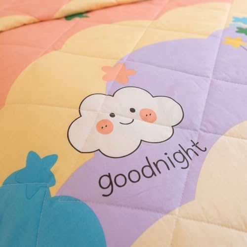 Image of Filymore Good Night Comforter for Kids Girls - Cute Cartoon Print Single Bed Blanket, Microfiber Dohar for Boys & Girls | Soft Kids Winter & Summer Quilt |60x90 Inches (Beige)