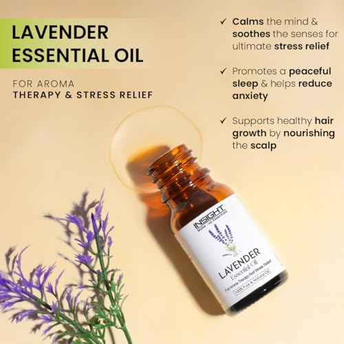 Image of INSIGHT Lavender Essential Oil - Relaxing | Skin-care | Anxiety & stress relief | Improve sleep | Soothes skin irritation | Anti-inflammatory | Healthy hair growth | Control dandruff- 10ml