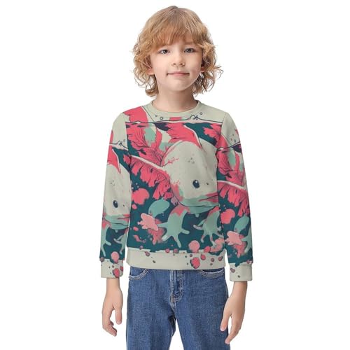 Kawaii AxolotlChildren's Casual Pullover Sweatshirt Loose Fit10-12Y