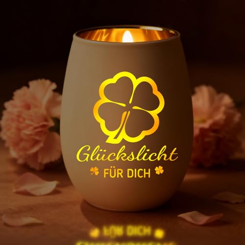 Geschenke für Frauen Beste Freundin Wellness Geburtstag Geschenke für Frau Windlicht mit Gravur Glückslicht für Dich Geschenk für Gute Besserung