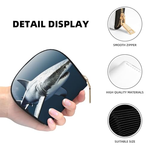 3d Shark Fish Credit Card Holder Wallet, Leather Zipper Card Wallet For Women Ladies Rfid Blocking Card Case Small Coin Purse Accordion Wallet Gift4