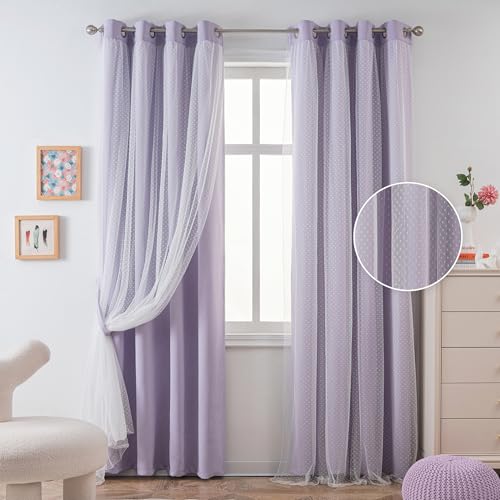 MYSKY HOME Cute Lilac Curtains for Girls Bedroom & Nursery