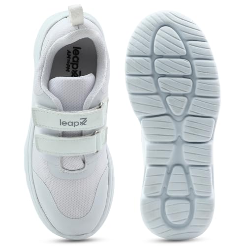 Image of Liberty Leap7x TRIVSKO-2E Lacing /Non-Lacing Uniform School Shoes for Kids - Black & White | Lightweight & Comfortable Outsole | Memory Foam Insole | Quick Wear Velcro /Lace-Up Closure Cushioned Footbed