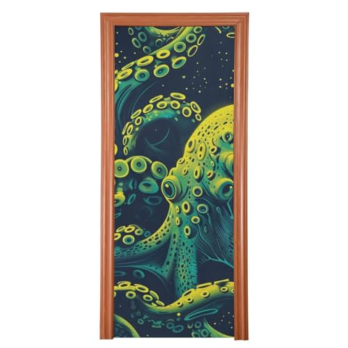 Textur djur hav neon grön dörr dekorationer skydd 91 x 248 cm hem dörr banderoll semester fest tillbehör L