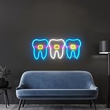 Dental Braces Neon Sign 24 inches Teeth Braces LED Medicine Light Light Up Sign Wall Decor for Dental Clinic Dental Office Decorations