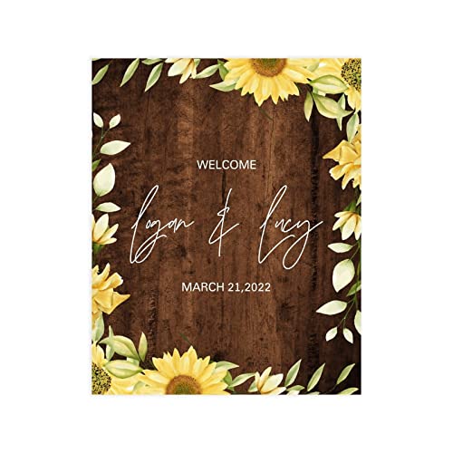 Pancarte de bienvenue tournesols rustique personnalisée 50x75 cm - 3
