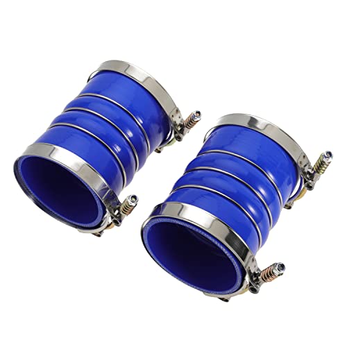 Image of Silicone Charge Air Cooler Hump Hose Boot Set 4 inch X 6 inch 4 inch with T Bolt Clamp Blue (Pack of 2)