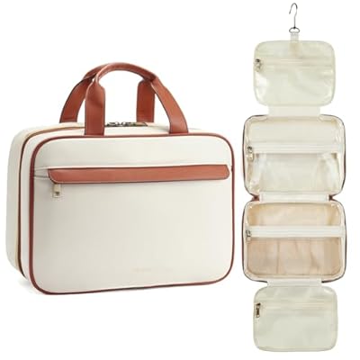 Telena Travel Toiletry Bag for Women with Hanging Hook, Water-resistant Cosmetic Bag Travel Organizer for Accessories, Toiletries, Shampoo