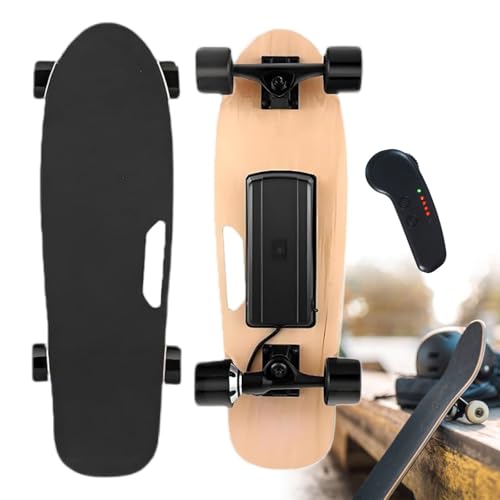 pealiritansemen Patineta Eléctrica con Control Remoto - 3 Velocidades Ajustables, Mini Patineta Cruiser De 3,7 Kg, Velocidad Máxima De 20 Km/12,4 mph, Ángulo De Ascenso De 10°, Carga Máxima De 90 Kg