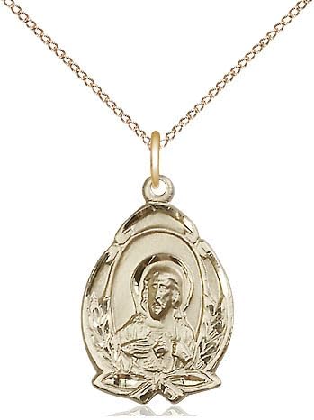 14kt Gold Filled Scapular Pendant on a 18 inch Gold Filled Light Curb Chain.