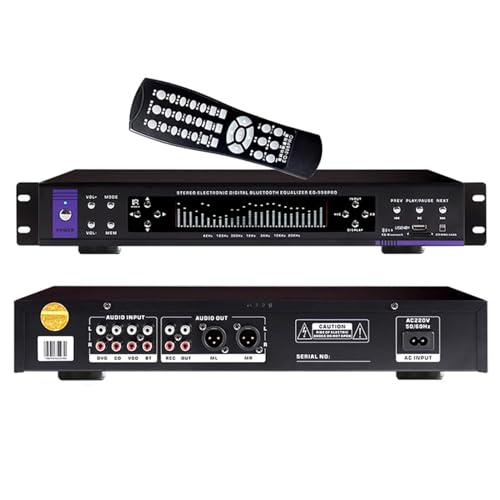 Égaliseur audio numérique HiFi Bluetooth noir avec télécommande et spectre à 32 segments