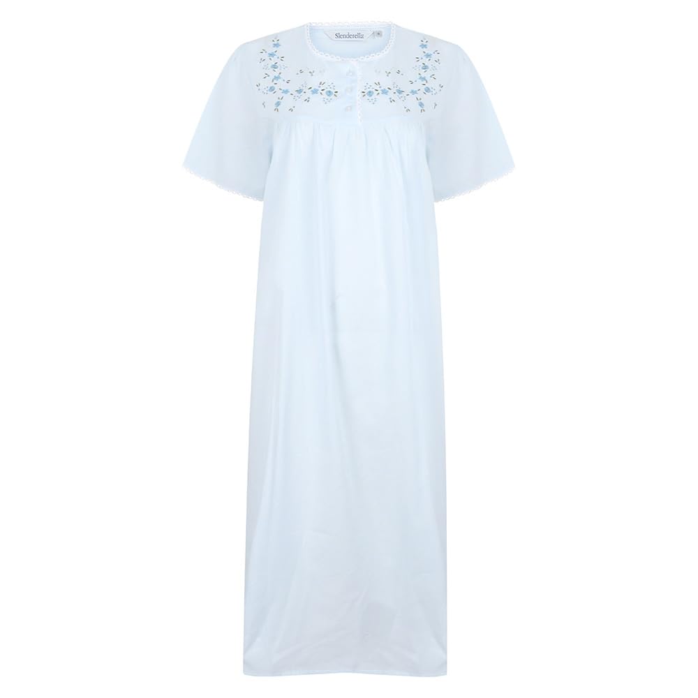 Slenderella Women's Blue Nd3270 Cotton Nightdress Small
