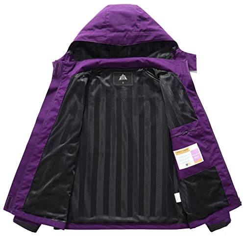 Image of MOERDENG Women's Waterproof Rain Jacket Lightweight Raincoat Hooded Hiking Jacket Softshell Windbreaker