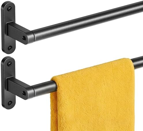 Powools Matte Black 24"-2 Towel Rack, Rustproof Wall Mounted Towe...