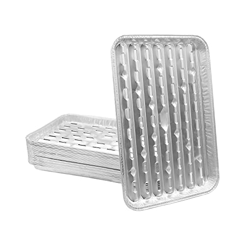 Ls'babq Disposable Aluminum Broiler Pans With Holes – Good For Bbq, Grill Trays – Multi-20 Pack Of Durable Aluminum Sheet Pans 13.4" X 9" X 0.85" #TOP4