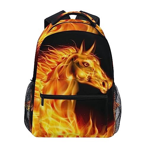 Aotximlat Mochila de dragão de chama verde para meninos e meninas, mochila de escola primária 20241444, Cavalo de fogo