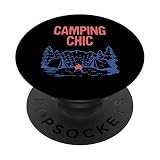 Camping Chic Summer Camper Tropical Camp Couple PopSockets PopGrip Interchangeable
