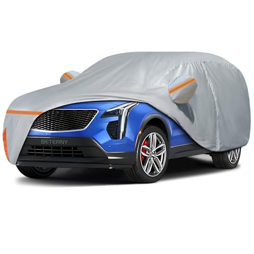 Image of Car Cover for 2018-2024 Cadillac XT4, Waterproof Custom-fit Sun Rain Dust Snow Wind All Weather Protection Outdoor XT4 Full Car Cover with Cotton Lining and Door Zipper-Gray